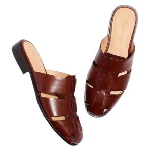 Madewell The Dixson Fisherman Leather Mule in Apple Butter 7 Women Retail $128